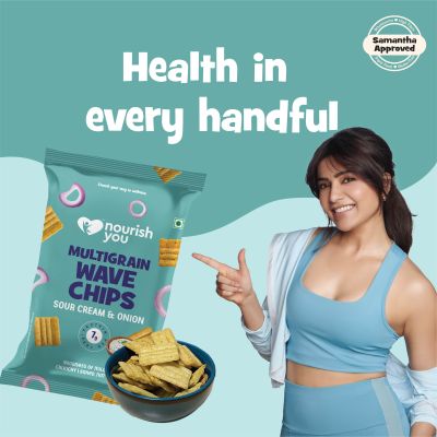 Nourish You: Organic Millet Snack - Multigrain Wave Chips  - Sour cream & Onion Flavour - Healthy Snacks ,  Gluten free -60gm