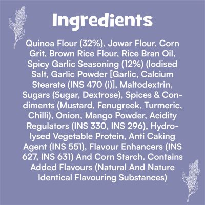 Nourish You: Organic Quinoa Puffs - Quinoa Snack , Spicy garlic flavour , Healthy snacks , Gluten free -50gm