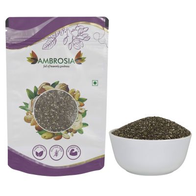 Ambrosia: Ambrosia Raw Unroasted Chia Seeds Pouch 250g | Chia Seed for Weight Loss Omega 3| Fibre