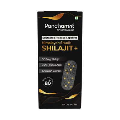 Panchamrit: 8 hrs Sustained Release Capsule 500mg Himalayan Shilajit+ with Gremin® Extract Daily Energy Boost, Faster Muscle Recovery  60 caps