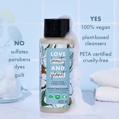 Love Beauty And Planet: Coconut Water and Mimosa Flower Sulfate Free Volume and Bounty Shampoo, 400ml