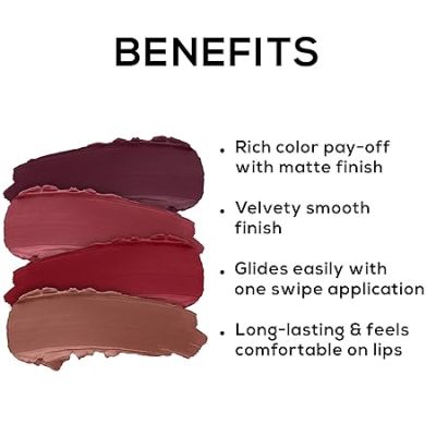 Renee Cosmetics: Very Matte - Pack of 4 Matte Lipsticks  Intense Color Pay Off, Full Coverage Long Lasting Weightless Velvety Formula