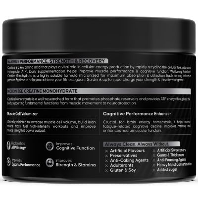 Wellbeing Nutrition: 100% Pure Micronised Creatine Powder Monohydrate Unflavoured 100g, 33 servings Tested for Purity For Muscle Strength & Recovery, Muscle Growth & Cognition For Men & Women Wellbeing Nutrition: 100% Pure Micronised Creatine Powder Monohydrate Unflavoured 100g, 33 servings Tested for Purity For Muscle Strength & Recovery, Muscle Growth & Cognition For Men & Women