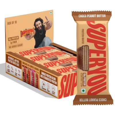 SuperYou: Choco Peanut Butter Protein Wafer Bars (Pack of 10)|10g Protein, 3g Fiber, No Added Sugar 400g