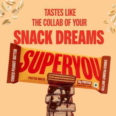 SuperYou: Choco Peanut Butter Protein Wafer Bars (Pack of 10)|10g Protein, 3g Fiber, No Added Sugar 400g