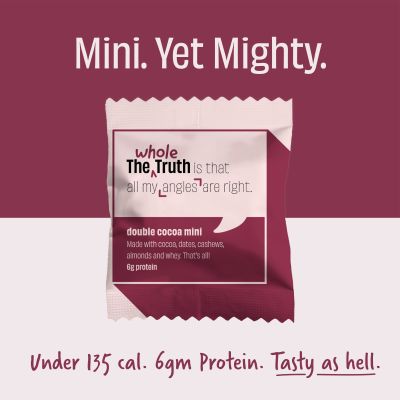 The Whole Truth: Mini Protein Bars - Double Cocoa- Pack of 8 - 8 x 27g - No Added Sugar - All Natural