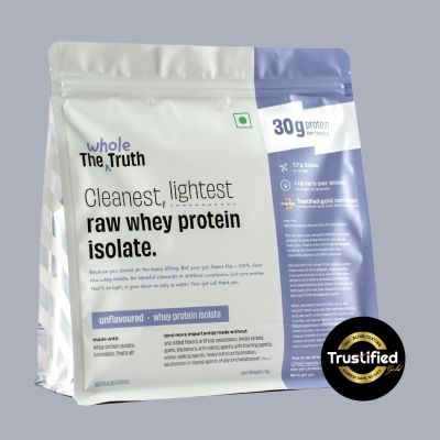 The Whole Truth: Whey Protein Isolate Unflavoured 1 kg (2.2 lbs)  30g Protein per scoop  7.7g BCAA  100% Authentic Whey & No Adulteration  Improved Strength, Faster Recovery & Muscle Building