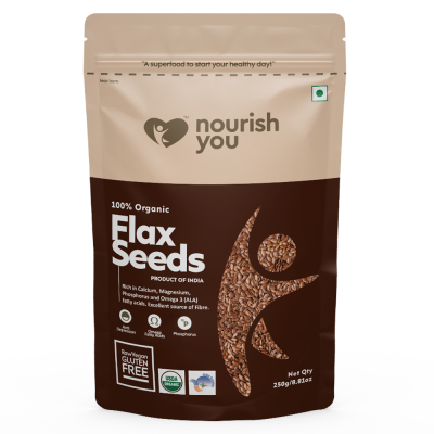 Nourish You: Organic Raw Flax Seeds- Gluten free & Protein rich , Healthy Snacks - 250g