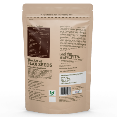 Nourish You: Organic Raw Flax Seeds- Gluten free & Protein rich , Healthy Snacks  - 500g