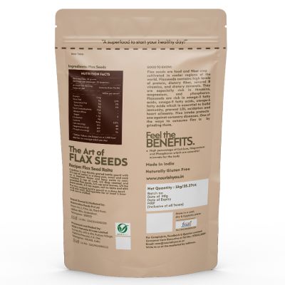 Nourish You: Organic Raw Flax Seeds- Gluten free & Protein rich , Healthy Snacks - 250g