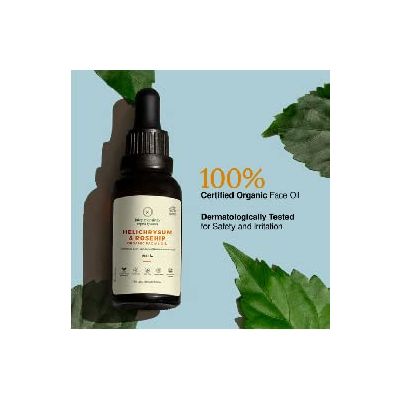 Juicy Chemistry: Facial Oil 30ml - Helichrysum & Rosehip Blend, 100% Pure & Vegan, Natural Moisturizer for Pigmentation, Dull Skin, and Lymphatic Drainage, Pre-Makeup Oil, Gua Sha Face Massage Oil