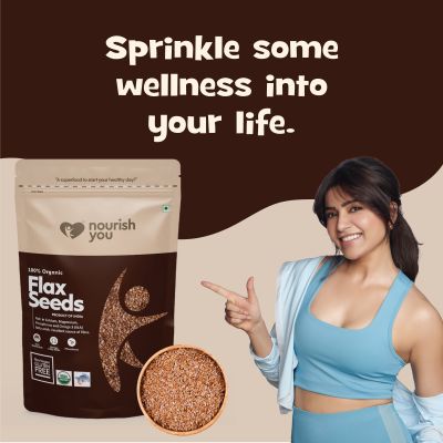 Nourish You: Organic Raw Flax Seeds- Gluten free & Protein rich , Healthy Snacks - 250g