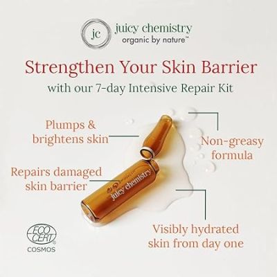 Juicy Chemistry: Prebiotic Ferment Barrier Repair Face Serum, 7 x 2 ml | Natural 7-day Ampoule Kit for a Healthy Skin Barrier & Brighter Skin | Ecocert Certified Natural for Men & Women | Cruelty-free & 100% Vegan