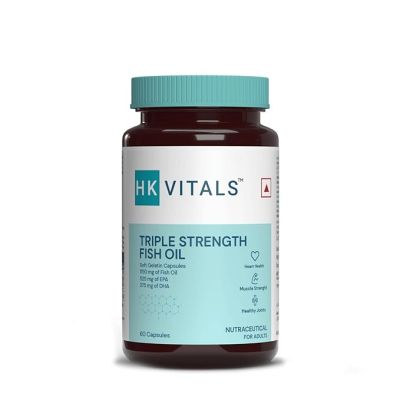 HK Vitals: Triple Strength Fish Oil Supplement for Men and Women, 525 mg EPA & 375 mg DHA, for Healthy Heart, Eyes & Joints, 60 Fish Oil Capsules HK Vitals: Triple Strength Fish Oil Supplement for Men and Women, 525 mg EPA & 375 mg DHA, for Healthy Heart, Eyes & Joints, 60 Fish Oil Capsules