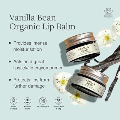 Juicy Chemistry: Vanilla Bean Organic Lip Balm, 5 g | Enriched with Delicate, Dreamy, Vanilla Beans, Cocoa Butter, Jojoba & Argan Oil to Smooth and Soften Dry, Chapped & Sensitive Lips | Lip Balm For Women & Men