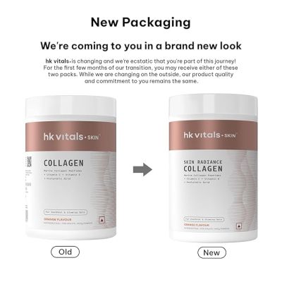 HK Vitals: Skin Radiance Collagen Powder, Marine Collagen (Orange, 400 g), Collagen Supplements for Women & Men with Biotin, Vitamin C, E, Sodium Hyaluronate, for Healthy Skin, Hair & Nails