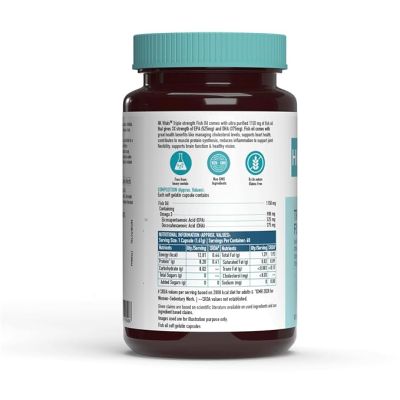 HK Vitals: Triple Strength Fish Oil Supplement for Men and Women, 525 mg EPA & 375 mg DHA, for Healthy Heart, Eyes & Joints, 60 Fish Oil Capsules