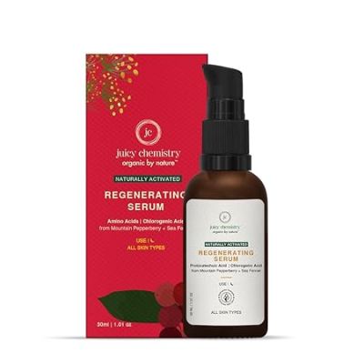 Juicy Chemistry: Regenerating Serum, 30 ml, for Anti-Ageing and Mature Skin - Certified Natural Face Serum with Mountain Pepperberry & Sea Fennel, Fights Skin Aging, For Youthful Skin