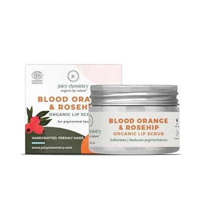 Juicy Chemistry: Iconic Lip Duo Kit - Blood Orange & Rosehip Lip Balm, 5 g & Blood Orange & Rosehip Lip Scrub, 10 g | Enriched with Natural Ceramides to Exfoliate, Hydrate, Moisturise & Helps Nurture Pigmented Lips | Formulated with Organic Castor Oil, Jojoba Oil and Vit
