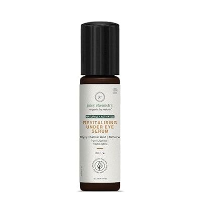 Juicy Chemistry: Under Eye Serum for Dark Circles & Fine Lines, 7ml, Certified Natural Caffeine Rich Revitalising Undereye Serum with Yerba Mate & Licorice, Night Serum for Eyes for All Skin Types