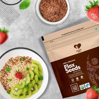 Nourish You: Organic Raw Flax Seeds- Gluten free & Protein rich , Healthy Snacks - 250g
