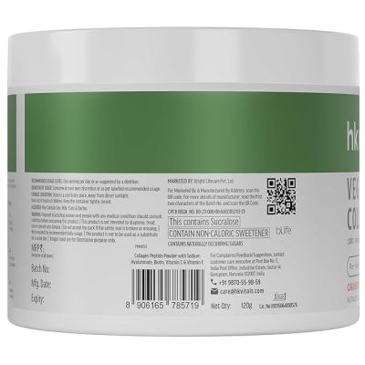 HK Vitals: Skin Radiance Veg Collagen Powder, 120g (Orange) | Vegetarian Collagen Supplements for Women & Men with Biotin, Vitamin C, E, Sodium Hyaluronate, for Healthy Skin, Hair & Nails