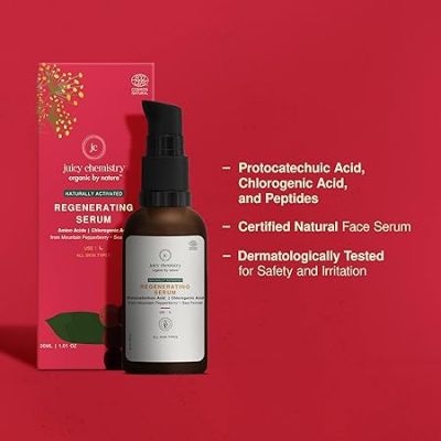 Juicy Chemistry: Regenerating Serum, 30 ml, for Anti-Ageing and Mature Skin - Certified Natural Face Serum with Mountain Pepperberry & Sea Fennel, Fights Skin Aging, For Youthful Skin