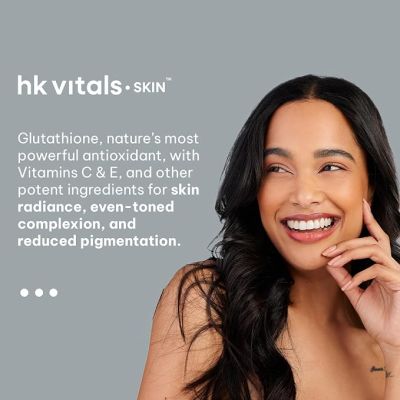 HK Vitals: Glutathione with Vitamin C, Vitamin E, Biotin and Grape Seed Extract, For Clear Skin, 30 Glutathione Capsules