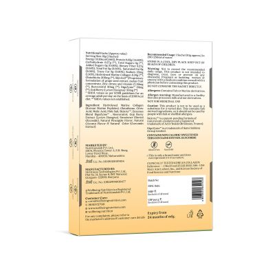 Wellbeing Nutrition: Glow Korean Marine Collagen | Clinically Proven Type 1 & 3 Peptides, SkinAX, Glutathione, Resveratrol | Skin Brightening, Anti-Aging, Anti-Pigmentation | Pinacolada - 6 Sachets