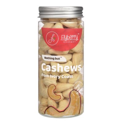 Flyberry Gourmet: Premium Whole Cashew W240-Grade, 300g (Pack of 2, 150g each) | Gluten Free & Plant Protein | Imported from Ivory Coast
