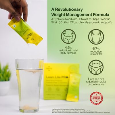 SETU: Lean Lite Pro (15x2) + Weight Management Gut Health Powder | Clinically-Proven HOWARU® Shape Probiotic From USA | Probiotics, Prebiotics + L-Carnitine | For Men & Women (30 Sachet)
