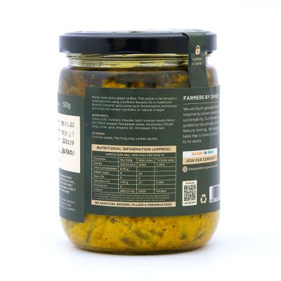 Two Brothers Organic Farms: Spicy Green Chilly Pickle (500GM)