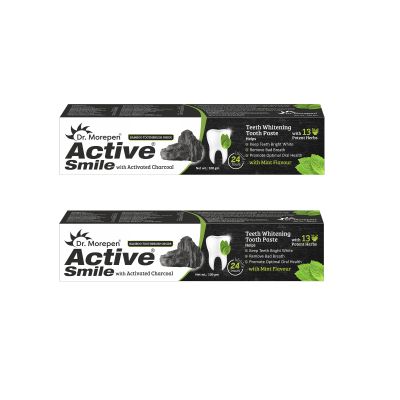 Dr. Morepen: Charcoal Toothpaste with Bamboo Toothbrush - 100gm pack of 2