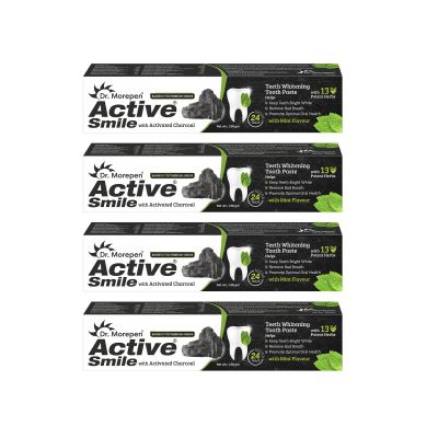 Dr. Morepen: Charcoal Toothpaste with Bamboo Toothbrush -100 gm Pack of 4