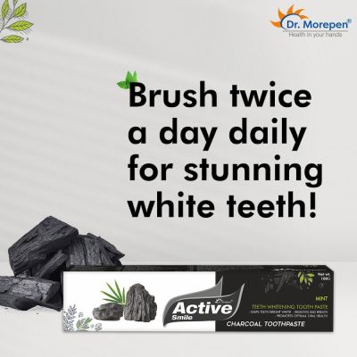 Dr. Morepen: Charcoal Toothpaste with Bamboo Toothbrush -100 gm Pack of 4