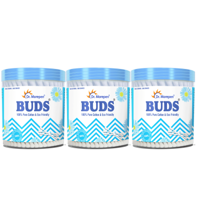 Dr. Morepen: Pure Cotton & Eco-Friendly Earbuds - 100 Cotton Buds pack of 3