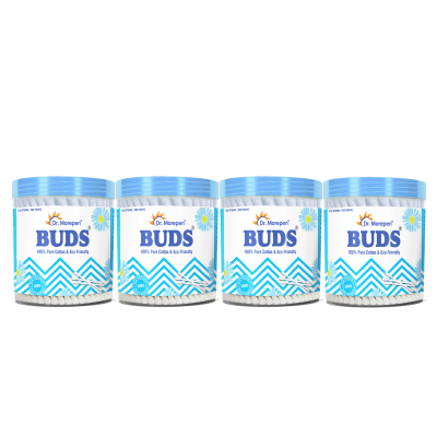 Dr. Morepen: Pure Cotton & Eco-Friendly Earbuds - 100 Cotton Buds pack of 4