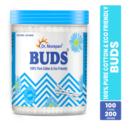 Dr. Morepen: Pure Cotton & Eco-Friendly Earbuds - 100 Cotton Buds pack of 4