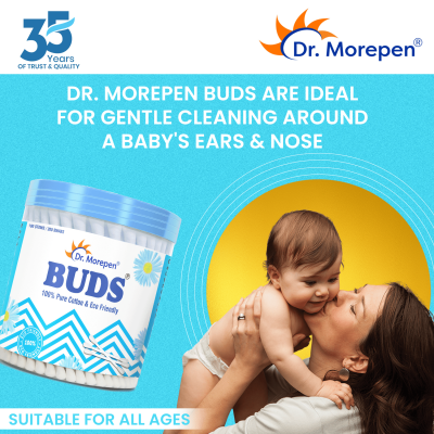 Dr. Morepen: Pure Cotton & Eco-Friendly Earbuds - 100 Cotton Buds pack of 4