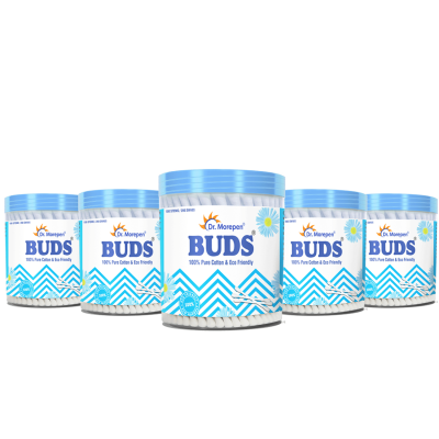 Dr. Morepen: Pure Cotton & Eco-Friendly Earbuds - 100 Cotton Buds pack of 5