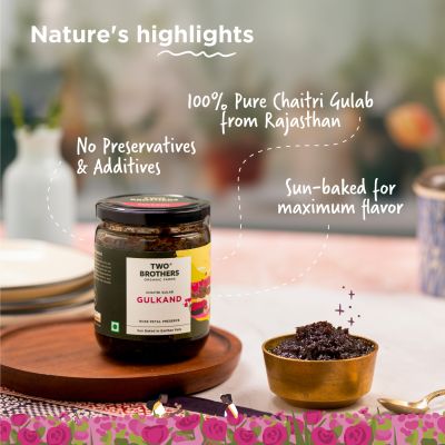 Two Brothers Organic Farms: Natural Gulkand | Rose Petal Jam (300G)