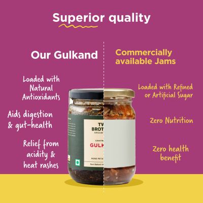 Two Brothers Organic Farms: Natural Gulkand | Rose Petal Jam (300G)