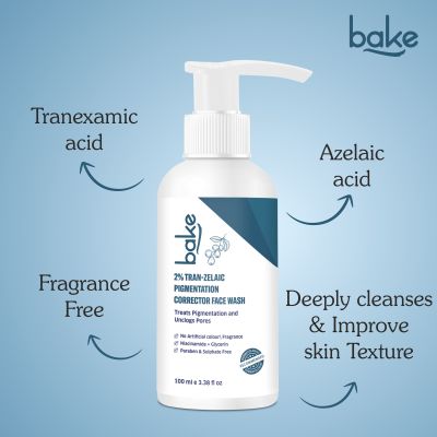 Bake Cosmetics: 2% Tran-Zelaic Pigmentation Corrector Milky Face Wash For Dark Spots and unclogged pores