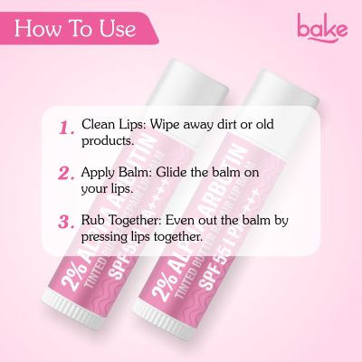 Bake Cosmetics: 2% Alpha Arbutin Tinted Butter Brightening Lip Balm SPF 55 PA++++ with Niacinamide For Dark, Pigmented, Dry & Chapped Lips For UVA/B Rays Sun Protection
