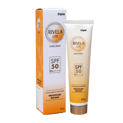 Cipla: Rivela Lite Sunscreen SPF 50 PA++++  60 gm