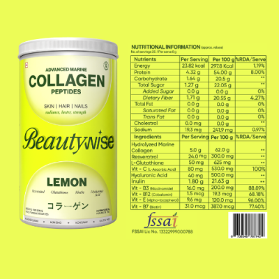 Beautywise: Advanced Collagen Peptides (Lemon) 200gm