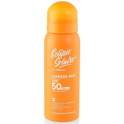Eclipse Solaire: Lumiere Mist Sunscreen Spray SPF 50 PA+++ UVA/ UVB/ IR / BR / VR /No White Cast /All Skin Types 100ml