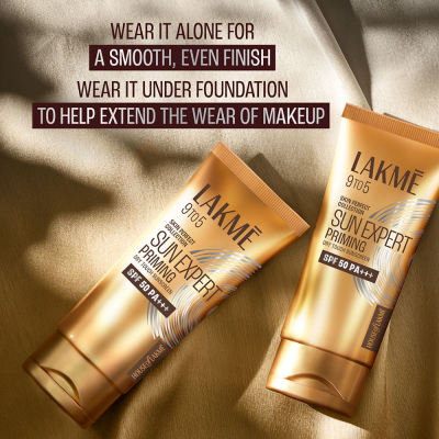 Lakme: Sun Expert Primer + Sunscreen, SPF 50 PA+++ for UVA/B, mattifying for makeup lovers