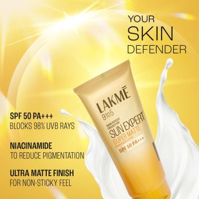 Lakme: Matte Sunscreen SPF 50 PA+++, Niacinamide|UVA/B Protection|For Normal To Oily Skin 100ml