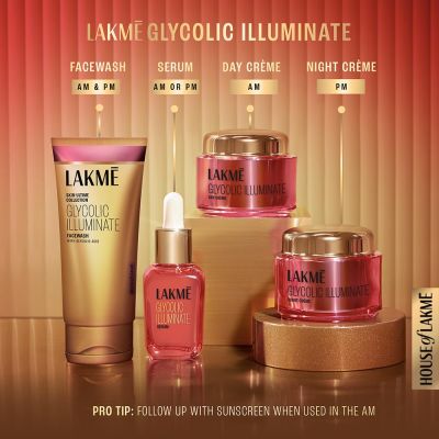 Lakme: Glycolic Illuminate Serum with 1% Glycolic Acid Reduces Dullness & Improves Texture Lakme: Glycolic Illuminate Serum with 1% Glycolic Acid Reduces Dullness & Improves Texture
